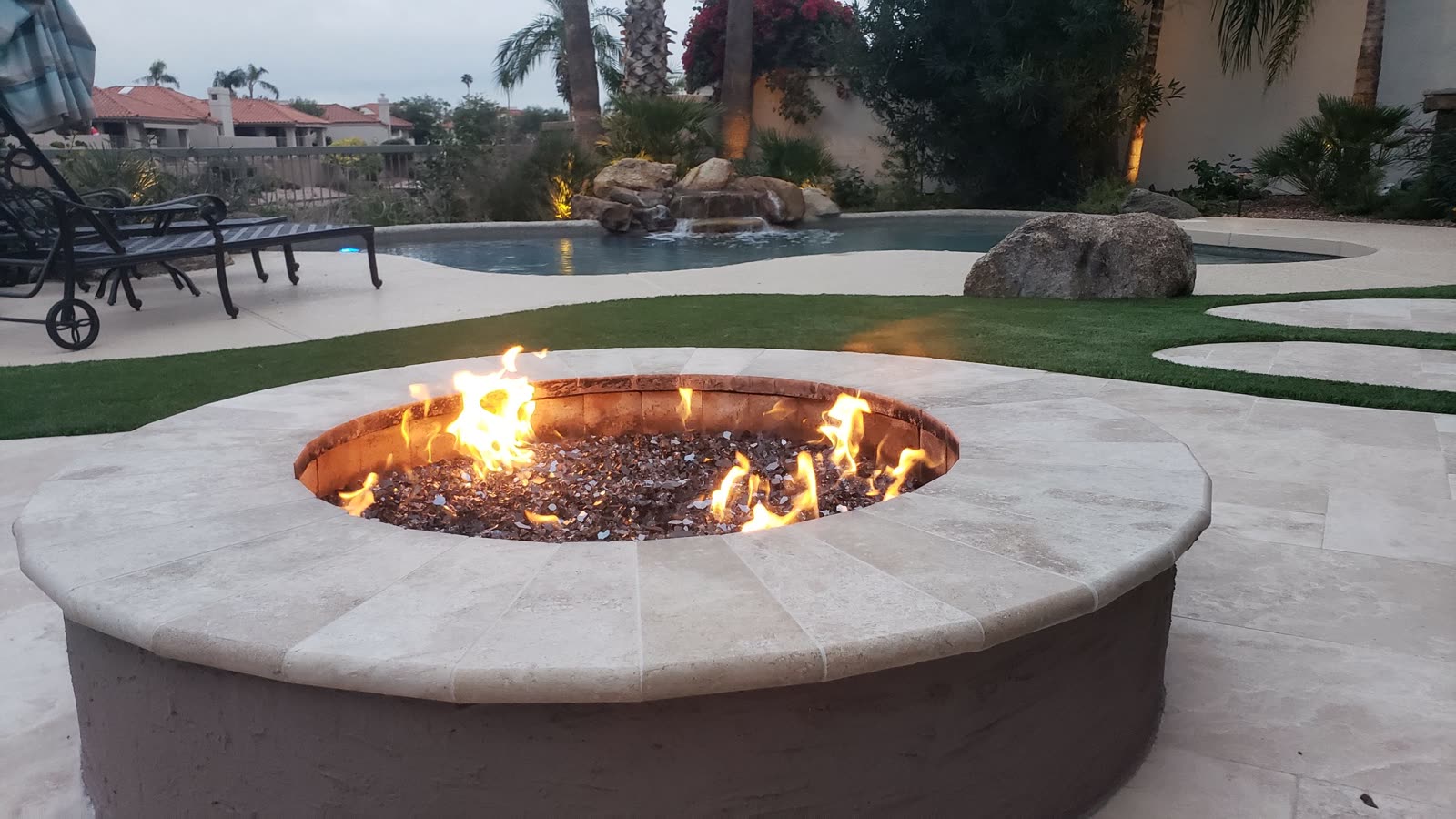 Custom backyard fire pit installation in Scottsdale Arizona