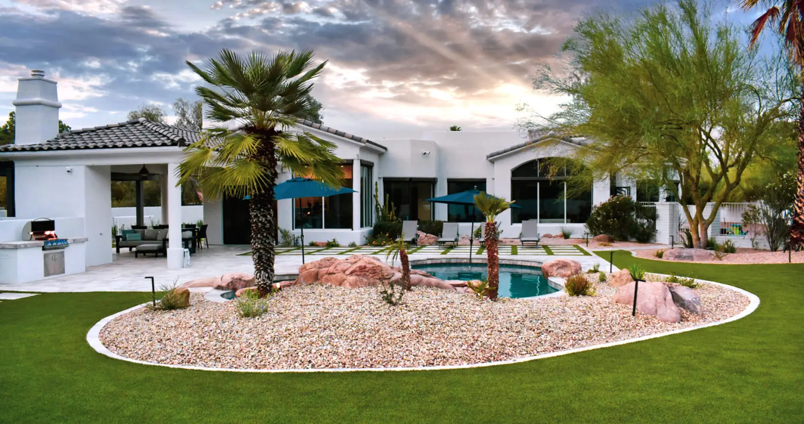 Modern driveway and hardscape design in Chandler Arizona